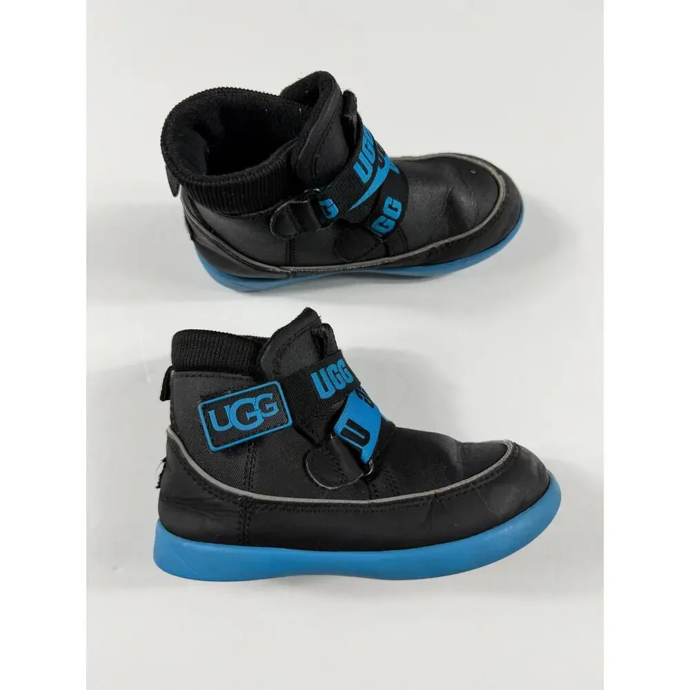 UGG Kids Tabor Waterproof Boots Logo Patch Black Blue Toddler Size 10 (EU 27)